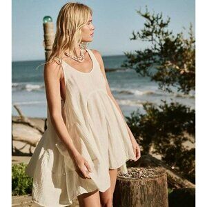 Free People Boho Flowy Cotton Pina Colada Cotton Tunic Mini Dress Size XS